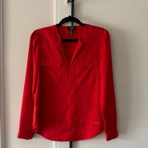 Jones New York Red Long-Sleeve Blouse